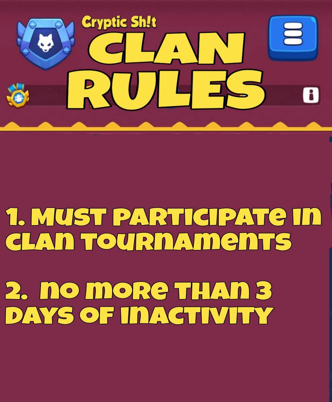 Cryptic Shit Clan Rules - Rush Royale